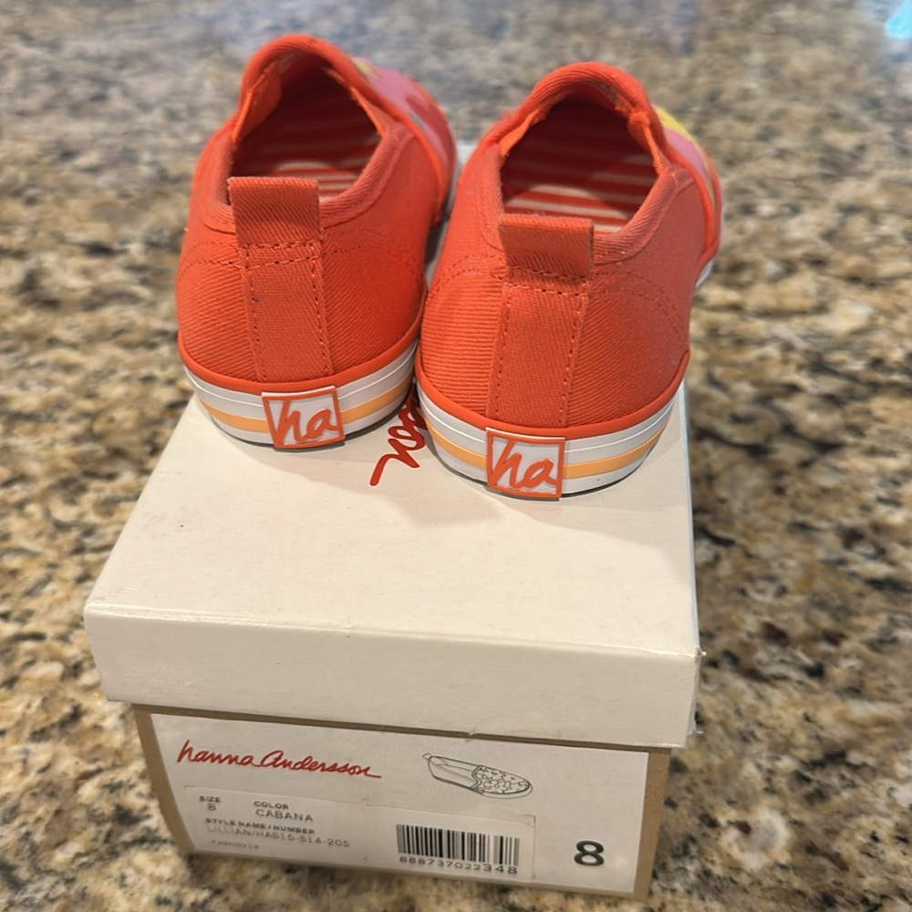 Hanna Andersson Red and Pink Floral Slip On Sneakers - Little Girls - New In Box - Picture 6 of 6